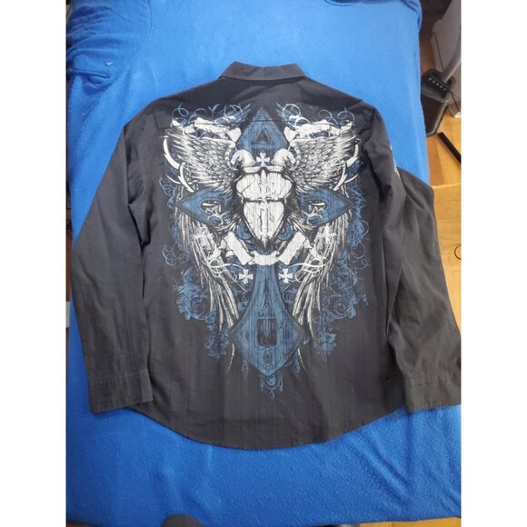 Helix Black Long Sleeve Button Up Embroider Shirt Men's Size XXL - Picture 12 of 14